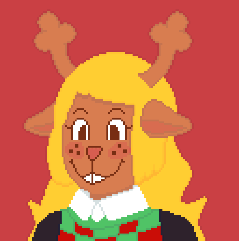 deer girl with blonde hair facing 45 degrees off from the viewer, bust perspective